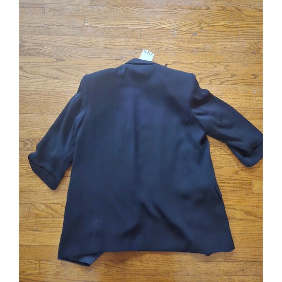 Zara Women's XL Black Open Front 3/4 Sleeve Career Work Office Blazer Jacket NWT - Picture 2 of 8